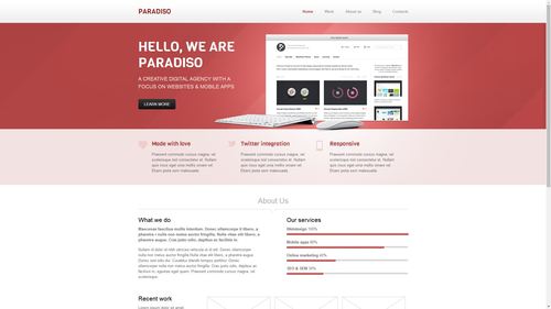 红色淡雅设计行业商业网站官网模板